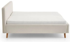 Krémszínű kárpitozott ágyneműtartós franciaágy ágyráccsal 160x200 cm Mattis – Meise Möbel