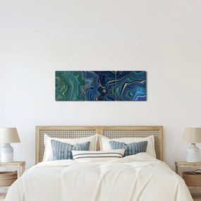 Kép - zöld-kék márvány (órával) (90x30 cm)