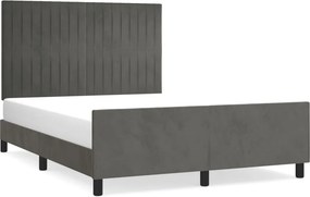 vidaXL sötétszürke bársony ágykeret matrac nélkül 140 x 190 cm