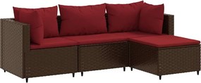 vidaXL 4 részes barna polyrattan kerti ülőgarnitúra párnákkal