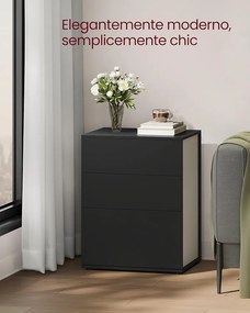 VASAGLE éjjeliszekrény, szupergyors, szerszám nélküli összeszerelés, 35 x 45 x 58,7 cm, tintafekete