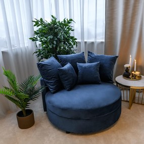 Kerek fotel, Velvet szövet kék, SALOTO