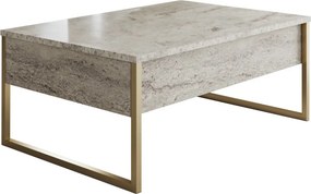 Luxe travertin dohányzóasztal arany vázzal