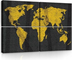 Vászonkép 120x80 Világtérkép sárga fekete textúra aszfalt utazás földrajz