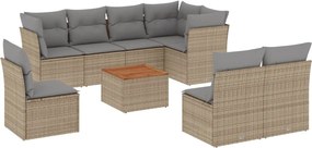 vidaXL 9 részes bézs polyrattan kerti ülőgarnitúra párnákkal