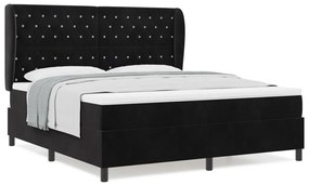 Boxspring Ágy Matrac Fekete 180x200 cm Bársony