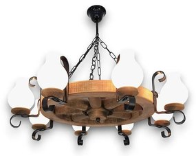 Brilagi - Csillár láncon ROATA 8xE14/40W/230V bükkfa