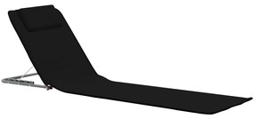 2 db fekete összecsukható acél és szövet napozómatrac