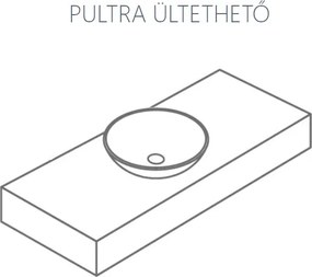 CeraStyle OLIVE - PULTRA ültethető - Top Counter - porcelán mosdó - MATT FEKETE - 60 x 35 cm