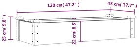 tömör fenyőfa kerti magaságyás béléssel 120x45x25 cm