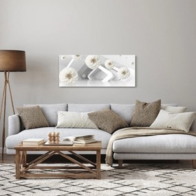 Absztrakt kép fehér virágokkal (120x50 cm)