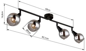 Globo 57904-4 - Spotlámpa GLYPTAR 4xE14/40W/230V fekete