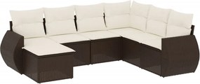 vidaXL 7 részes barna polyrattan kerti ülőgarnitúra párnákkal