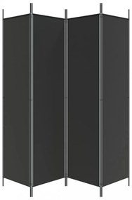 4 paneles fekete szövet térelválasztó 200 x 200 cm