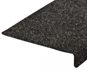 15 db öntapadós lépcsőszőnyeg, 65 x 21 x 4 cm, fekete, téglalap alakú széllel