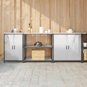 Konyhai Tároló Készlet polcokkal 3 pcs Ezüst 240 x 50 x 92 cm