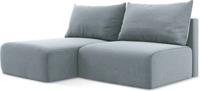Kék bársony kinyitható-tárolóhelyes sarokkanapé (bal oldali-heverő résszel) Kalena – Makamii