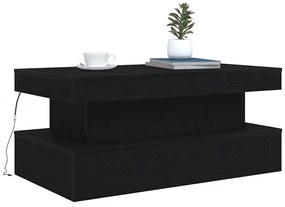 Fekete tölgy dohányzóasztal LED-lámpákkal 90x50x40 cm