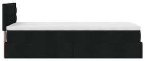 Ottomán ágy matraccal fekete 100x200 cm szövet