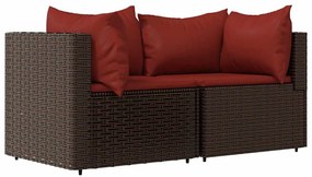 3 részes barna polyrattan kerti ülőgarnitúra párnával