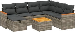 vidaXL 8 részes szürke polyrattan kerti ülőgarnitúra párnákkal