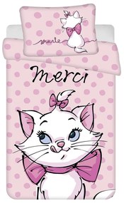 Rózsaszín pamut gyerek ágyneműhuzat babaágyhoz 100x135 cm Marie Cat "Merci" – Jerry Fabrics
