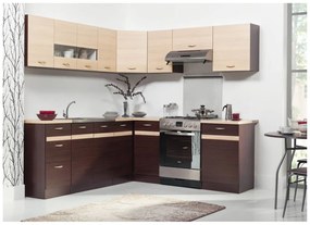 JUNO ELENA 220x210 cm L alakú konyhablokk wenge