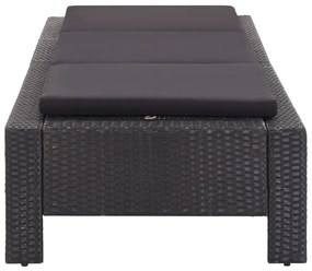 Fekete polyrattan napozóágy párnával