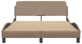 cappuccino színű műbőr ágykeret Dover 140x190 cm