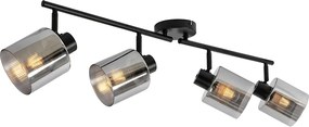 Mennyezeti spotlámpa fekete füstüveggel 4-lámpás állítható - Laura