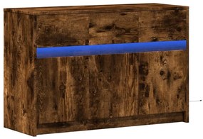 füstös tölgy színű szerelt fa LED-es TV-szekrény 91x34x61 cm