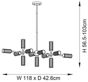 Endon 106259 - Csillár rúdon TOUR 13xG9/3W/230V réz