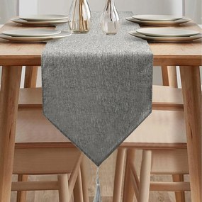 Dekorációs futópad asztalra 35x240 cm len utánzat vízálló szürke