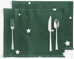Goldea karácsonyi pamut reggeliző alátét - csillagok sötétzöldön - 2db 30 x 40 cm