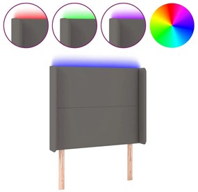 szürke műbőr LED-es fejtámla 83x16x118/128 cm