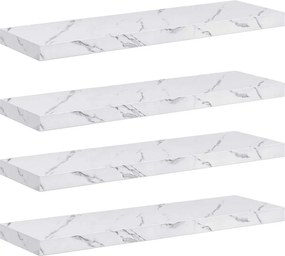 vidaXL Falpolc tárolóval 4 pcs Fehér márvány 80 x 23,5 x 4 cm Faanyag