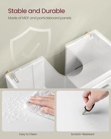 Mosdó alatti fürdőszobai szekrény, 30 x 60 x 60 cm, Felhőfehér