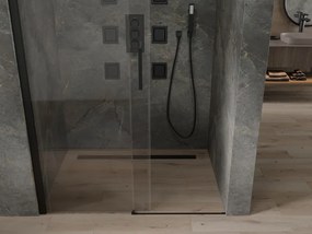 Mexen OMEGA tolózuhanyajtó 160 cm, fekete-átlátszó, 825-160-000-70-00