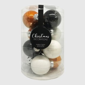 Copper &amp; Black üveg karácsonyi gömb szett 12*6cm