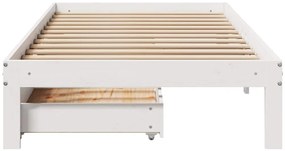fehér tömör fenyőfa ágykeret fiókokkal 100 x 200 cm