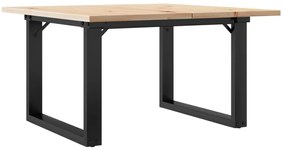 tömör fenyőfa és acél dohányzóasztal O-vázzal 70x70x40 cm