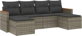 vidaXL 6 részes szürke polyrattan kerti ülőgarnitúra párnákkal