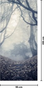 Fotótapéta ajtóra - Erdő a ködben (95x205cm)