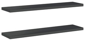 2 db fekete rozsdamentes acél fali polc 100 x 23,5 x 3 cm