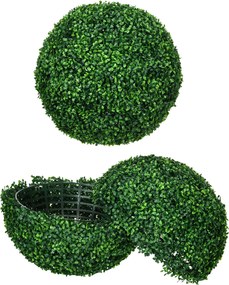 HOMCOM 2 db Műboxwood Topiary Golyo Ø50cm, Dekoratív Beltéri és Kültéri Műnövények, Zöld | Aosom