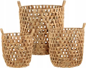 Füles fonott Kosár szett, 3 db-os Kerek Kosár Kosarak