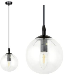 Csillár zsinóron COSMO 1xE14/10W/230V átm. 14 cm fekete/átlátszó