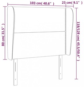 sötétszürke bársony fejtámla szárnyakkal 103 x 23 x 118/128 cm