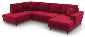 Piros bársony kinyitható tárolóhelyes sarokkanapé (bal oldali-U alakú) Kyoto – Cosmopolitan Design