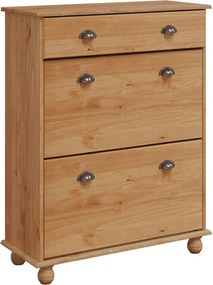vidaXL Cipőszekrény fiókkal ASKIM Barna 85 x 35 x 108 cm Tömör fenyőfa